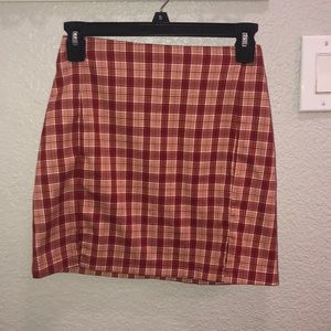 A red plaid mini skirt